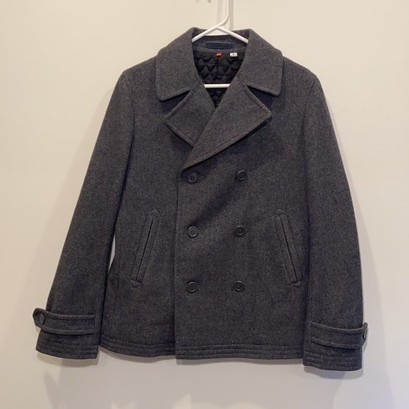Uniqlo | Jackets & Coats | Uniqlo Short Gray Wool Pea Coat Size M